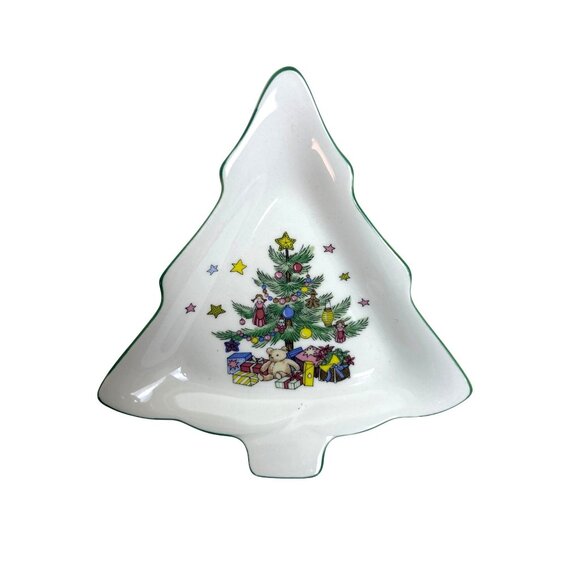 Set of 2 Nikko Japan Christmas Tree Shaped Porcelain Candy Dishes - Picture 3 of 7